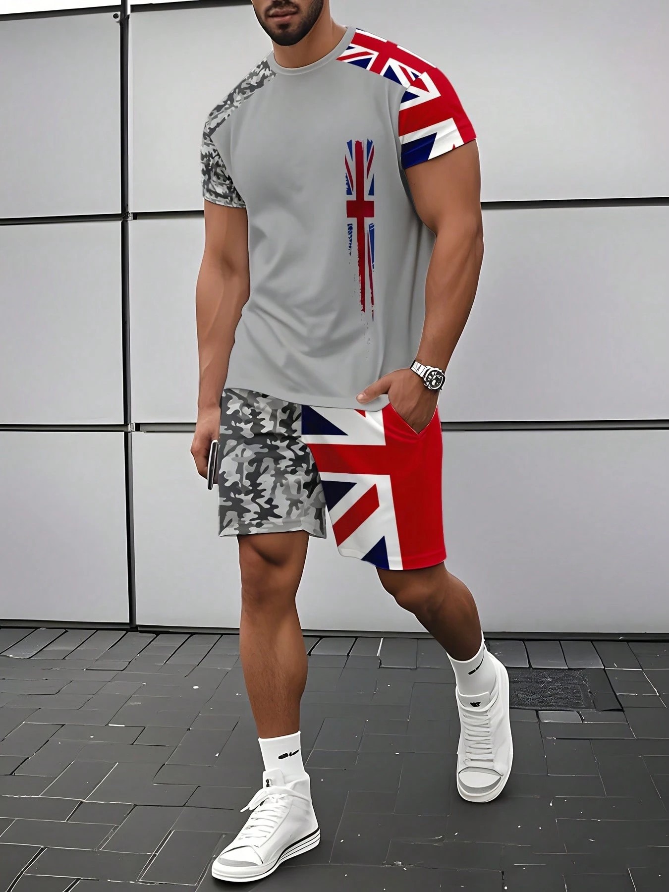 2026년 여름 신상 남성 반팔 세트, 3D 패턴 프린 - Street Fashion For 2026 리뷰 및 가격