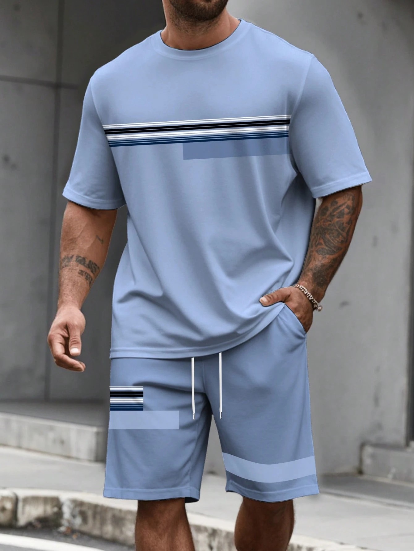 2026년 여름 신상 남성 반팔 반바지 세트 3D 스트 - Street Fashion For 2026 리뷰 및 가격