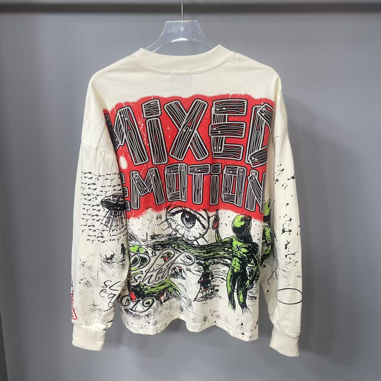 고품질 디자이너 MIXED-EMOTION 긴팔 티셔츠  - Street Fashion Style 리뷰 및 가격