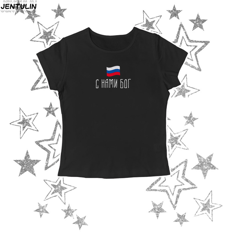 러시아 국기 슬로건 TShirt 여름 여성 Hipste - Street Fashion Russia 리뷰 및 가격